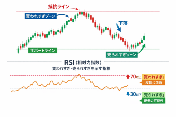 RSIチャートと価格動向解説